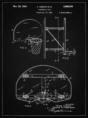 size: 12x9in Giclee Print: PP196- Vintage Black Albach Basketball Goal Patent Poster by Cole Borders : Entertainment Cole Borders/artlicensing.com Basketball Themed Bedroom, Formal Cooler Ideas, Nba Funny, Basketball Goal, Basketball Backboard, Vintage Basketball, Basketball Workouts, Basketball Posters, Basketball Goals