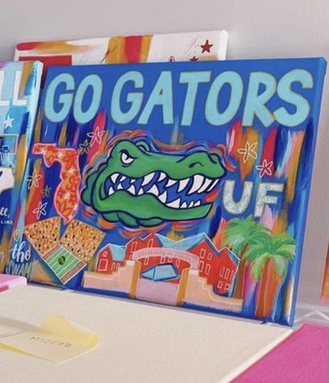 College Canvas Paintings, Preppy Artwork, College Canvas Art, Dorm Room Paintings, College Dorm Art, Dorm Paintings, College Canvas, Skateboard Art Design, Dorm Inspiration