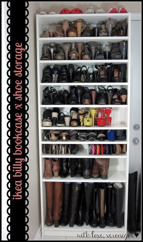 Ikea Shoe Storage, Ikea Billy Hack, Simple Bookcase, Billy Ikea, Closet Ikea, Billy Bookcases, Ikea Shoe, Diy Shoe Storage, Diy Shoe Rack