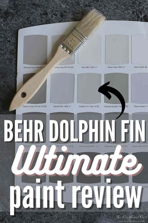 Is Behr Dolphin Fin the perfect gray paint for your home? Compare Dolphin Fin 790C-3 to other popular greys, & see real homes that show off the color in different lighting situations & spaces, interior & exterior. Explore the undertones & more! #DolphinFin #Behr #graypaint #greypaint #BehrDolphinFin #graypaintcolors #graypaintbedroom #graypaintlivingroom #graypaintdiningroom #paintstudy #paintreview #graypaintbathroom #graypaintcolorspopular #bestgraypaint #bestgreypaint Behr Paint Colors Grey Dolphin Fin, Dolphin Gray Behr Paint, Dolphin Grey Paint, Dolphin Fin Behr Paint Living Rooms, Behr Dolphin Fin Paint, Behr Dolphin Fin Color Palette, Behr Paint Colors 2023, Dolphin Fin Behr Paint, Behr Dolphin Fin