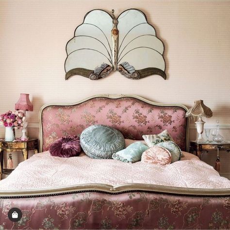 Pearl Lowe, Butterfly Bedroom, Pink Bed, Interior Design Books, Apartment Inspiration, Dream House Decor, New Room, Home Decor Inspiration, Bedroom Inspirations