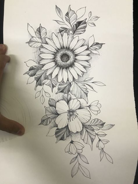 Sunflower Floral Tattoo Design, Sunflower Tattoo Stencil, Unique Half Sleeve Tattoos, Black Skull Tattoo, Cowgirl Tattoos, Floral Thigh Tattoos, Hip Thigh Tattoos, Animal Tattoo Ideas, Horoscope Tattoos