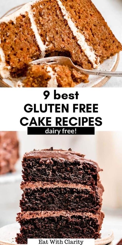 looking for the best gluten free cake recipes? I've rounded up all of my favorites from red velvet, vegan chocolate cake, gluten free carrot cake and paleo chocolate cake. These gluten free cake recipes are dairy free and SO easy to make. #glutenfreecake Best Gluten Free Cake, Best Gluten Free Cake Recipe, Gluten Free Cake Recipes, Gluten Free Banana Cake, Dairy Free Buttercream, Gluten Free Lemon Cake, Dairy Free Cake Recipe, Gluten Free Dairy Free Dessert, Gluten Free Cake Recipe