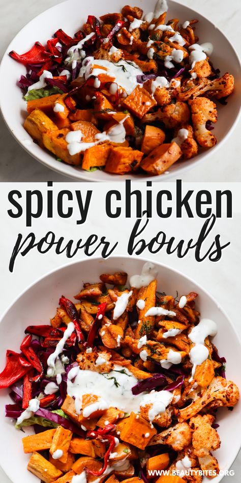 Spicy Chicken Bowls Healthy, Spicy Chicken And Sweet Potato Meal Prep, Meal Prep Chicken Bowls Healthy, Spicy Meals Healthy, Chicken Meal Prep Low Calorie, Spicy Chicken Recipes Healthy, Chicken Thigh Bowls Healthy, Spicy Chicken Bowl Recipe, Spicy Lunch Recipes