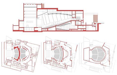 New Municipal Theater, Vicenza STUDIO VALLE ARCHITETTI ASSOCIATI Theatre Plan, Auditorium Plan, Theater Plan, Auditorium Architecture, Cinema Architecture, Church Building Design, Auditorium Design, Theater Architecture, Cinema Design