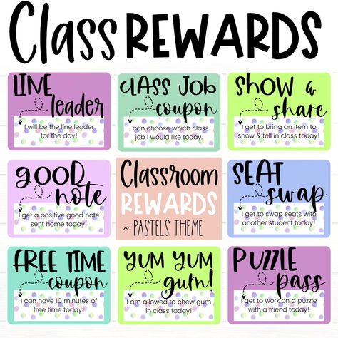 🩷Do you reward your students for good behavior in class? Enjoy our reward coupons filled with 50 different class rewards to choose from! #theprettylittleclassroom #classroommanagement #teachersofinsta #teachersfollowteachers #teacherspayteachers #classroomideas Class Coupons, Classroom Reward Coupons, Class Rewards, Homework Pass, Class Jobs, Teacher Helper, Pastel Theme, Classroom Rewards, Good Behavior