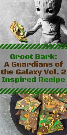 Marvel Recipes | Guardians of the Galaxy Recipes | Chocolate | Inspired by Baby Groot and the home release of Guardians of the Galaxy Vol. 2, The Geeks have created a salty and sweet snack, Groot Bark! [ad] 2geekswhoeat.com Marvel Snacks, Galaxy Recipes, Marvel Recipes, Groot Party, Nerdy Recipes, Theme Dinners, Sterile Processing, Movie Food, Nerdy Nummies