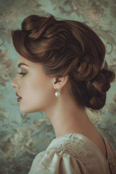 47 Up Dos for Medium Hair Over 40 - Project Hairstyles Hairstyles For Wedding Updo, Updo Hairstyles For Medium Hair, Elegant Updo Hairstyles, Relaxed Updo, Soft Updo, High Updo, Vintage Updo, Low Updo, 1940s Hairstyles