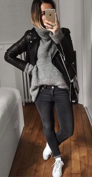 Looks para chicas friolentas que te harán lucir más atractiva - Mujer de 10 The Fashion Lift, Black Jeans Outfit, Winter Outfits Cold, Winter Dress Outfits, Leather Jacket Outfits, Outfit Jeans, Looks Black, Cold Weather Outfits, Casual Winter Outfits