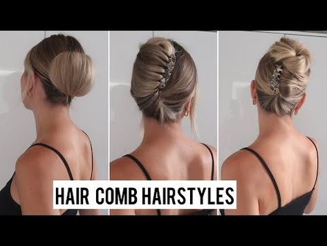 Hair Comb Hairstyles // How to use a hair comb - YouTube How To Use Side Combs In Your Hair, Hair Comb Tutorial, How To Use Hair Combs, French Comb Hairstyle, Hair Combs Hairstyles, Hair Comb Styles, Hair Comb Hairstyles, Comb Hairstyle, Voluminous Bun