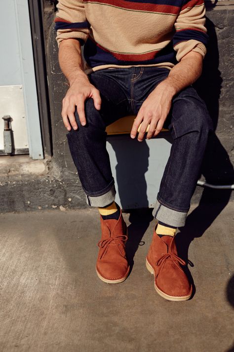 This New Breed of Desert Boot Goes Perfectly With What You’re Wearing | GQ Clark’s Desert Boot Outfit Men, Desert Boot Outfit Men, Clarks Men Outfit, Clarks Desert Boot Outfit Men, Clarks Desert Boot Outfit, Desert Boots Men Outfit, Boot Outfit Men, Desert Boot Outfit, Clarks Boot