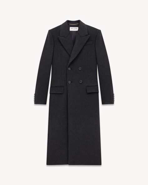 Long coat in cashmere and wool felt | Saint Laurent | YSL.com Ysl Coat, Style Moodboard, Nicole Richie, Airport Fashion, Winter Coats, Airport Style, Jacket Design, Long Coat, Winter Coat