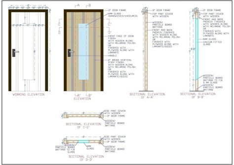 Wood And Glass Door, Details Drawing, Door And Window Design, Glass Door Design, Flush Door Design, Shop Drawing, Staircase Railing Design, N Design, Veneer Door