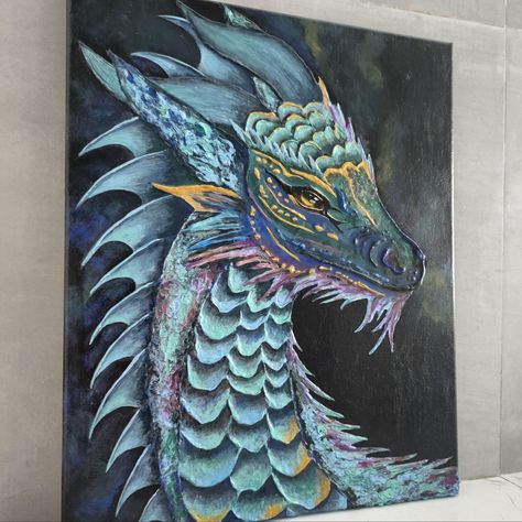 Unique Dragon Painting On Stretched Canvas Hand Drawing. Size 1620 Inches. Im Happy To Present For Sale My New Painting Dragon. The Painting Is Made Of Quality Materials, Acrylic Paint, Epoxy Resin And Protective Varnish. Dragons Symbolize Great Power, Good Luck And Strength. They Represent Power And Authority, Particularly Control Over Typhoons, Water, Rainfall And Floods. Emperors Were Assumed To Have Descended From The Dragons. That Is Why, Out Of The Twelve Zodiac Signs, The Dragon Is The Mo Dragon Painting Ideas, Dragon Painting Acrylic Easy, Dragon Eye Painting, Dragon Acrylic Painting, Painting Dragon, Power And Authority, Dragon Painting, Paint Inspo, Miniature Ideas