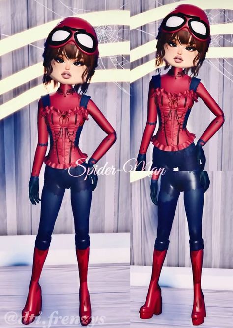 Daredevils Vs Troublemakers Dress To Impress Outfit, Dti Theme Spiderman, Deku Dress To Impress, Spider Man Dress To Impress, Red Dti Outfits, Hard Dti Themes, Spiderman Dress To Impress, Red Dress To Impress, Videogame Fanart