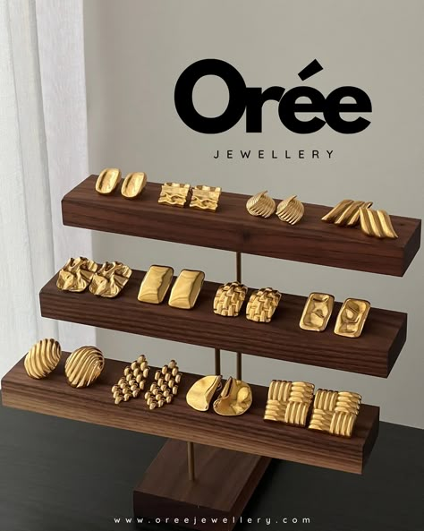 New Drop: Must-Have Everyday Statement Earrings✨ | available online now🛒 shop www.oreejewellery.com 💌Bundle & Save: Enjoy Buy 2 Get 10% Off, Buy 3 Get 15% Off, Buy 4 or more Get 20% Off #OréeJewellery #OréeEarrings Jewelry Shop Display, Jewelry Booth, Wood Jewelry Display, Fantasy Earrings, Jewelry Product Shots, Jewellery Shop Design, Creative Jewelry Photography, Jewelry Photography Styling, Accessories Display