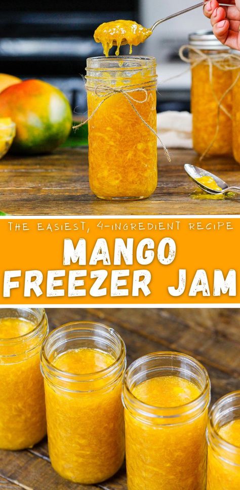 Canning Recipes For Mangos, Mango Jam Recipe Homemade, Mango Jam Recipe, Freezer Jams, Recipes Mango, Season Recipes, Freezer Jam Recipes, Seasonal Baking, Mango Jam