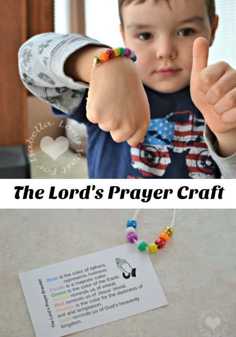 Kids Prayer Bracelet, Prayer Crafts For Kids, Church Crafts For Kids, Children’s Ministry, The Lord's Prayer Craft, Lords Prayer Crafts, Biblical Crafts, Prayer Activities, Prayer Crafts