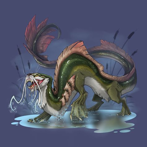 ArtStation - DnD Monster — Dobhar-Chu Dnd Kaiju, Water Monster, Sea Monster Art, Ocean Monsters, Dnd Monster, Sea Monster, Creature Artwork, Kaiju Art, Cool Monsters