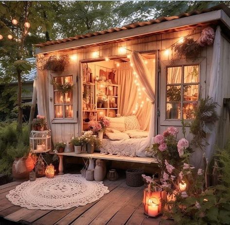 She Shed Decorating Ideas, She Shed Interior, Garden Fairy Costume, Dream Garden Backyards, Garden River, River Rock Garden, Backyard Covered Patios, Lawn Landscape, Shed Interior