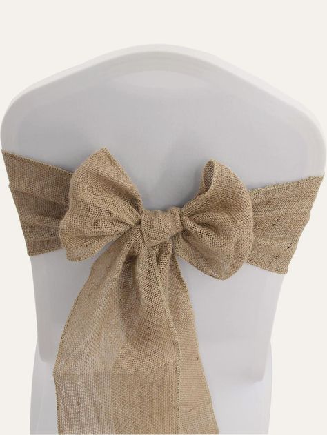 Khaki  Collar  Linen   Embellished   Event & Party Supplies Burlap Chair Sashes, Burlap Chair, Burlap Rolls, Chair Ties, Wedding Chair Decorations, Diy Projektit, Banquet Wedding, Chair Sashes, Event Decoration