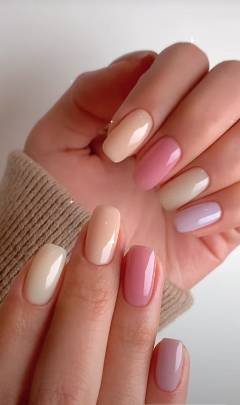 Multi Colored Nails, Color Nails, Nails 2024, Neutral Nails, Stylish Nails, Makeup Nails, Pink Nails, Nail Ideas, Summer Nails