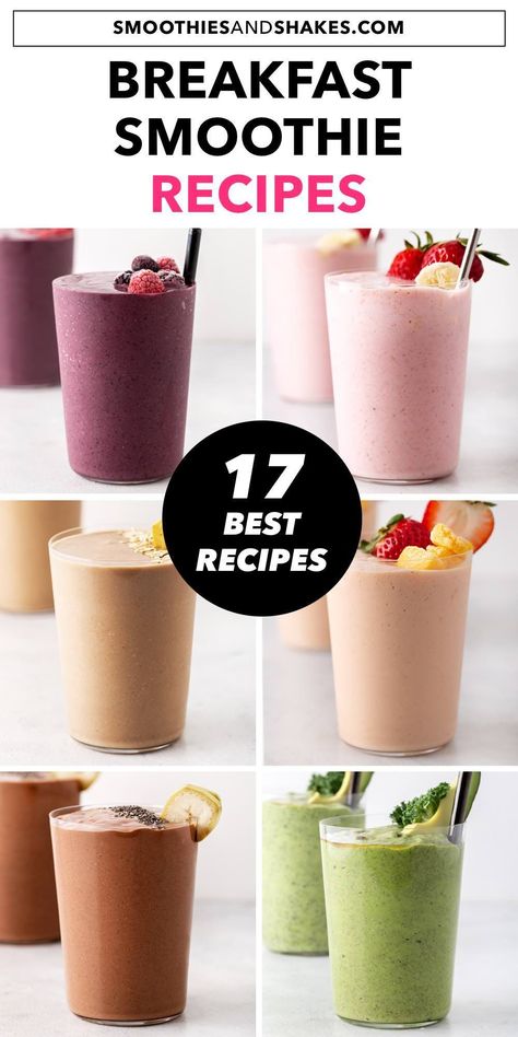 Start your day with a healthy breakfast smoothie. These delicious smoothie recipes are nutritious, simple, and easy enough to make in the morning. #smoothies #smoothierecipes #breakfastsmoothies #breakfastrecipes Frozen Strawberry Smoothie, Magic Bullet Smoothie Recipes, Frozen Banana Smoothie, Strawberry Smoothie Recipes, Pear Smoothie Recipes, Delicious Strawberry Smoothie, Almond Milk Smoothie Recipes, Strawberry Smoothie Healthy, Best Breakfast Smoothies