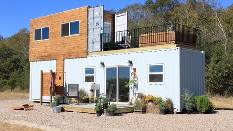 This is one family's two-story shipping container tiny home built by Backcountry Containers featuring a rooftop deck, hot tub, and more! Cargo Home, Shipping Container Home Builders, Container Home Designs, Container Homes For Sale, Tiny House Big Living, Container Conversions, Shipping Container House Plans, A Small House, Architecture Model Making