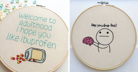 Quotes About Embroidery, Easy Funny Embroidery, Swear Word Embroidery Patterns, Inappropriate Embroidery Patterns, Hand Embroidery Funny, Embroidery Sayings Funny, Snarky Embroidery Patterns, Sassy Embroidery Patterns, Embroidery Funny Sarcastic