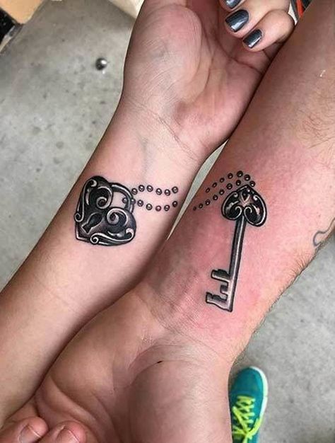 Key Tattoo Designs, Lock Tattoo, Infinity Couple Tattoos, Him And Her Tattoos, Couple Tattoos Love, Couple Tattoos Unique Meaningful, Tattoos For Couples, Best Couple Tattoos, Cute Couple Tattoos