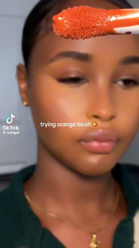 Soft Girl Makeup Black Women Tutorial, Orange Eyeshadow Black Women, Makeup Tips Foundation, Birthday Makeup Looks, Orange Blush, Business Nails, Lip Combo, Brown Skin Makeup, Makeup For Black Skin