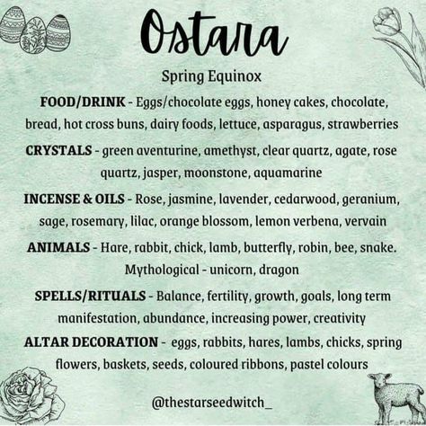 Spring Equinox Crystals, Ostara Recipes Pagan, Sabbath Wheel, Ostara Party, Witchy Easter, Ostara 2023, Spring Equinox Aesthetic, Ostara Recipes, Equinox Aesthetic