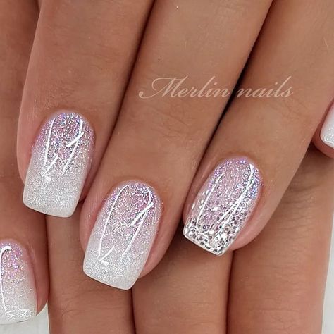 Wedding Nails For Bride Acrylic Short Square, Natural Bride Nails, Wedding Guess Nails, Wedding Nails For Bride Bridal Sparkle, Sparkly Bridal Nails, Mother Of The Groom Nails Ideas, Wedding Nails For Bride Classy Bridal Sparkle, Short Bridal Nails Wedding, Wedding Nails For Bride Bridal Simple