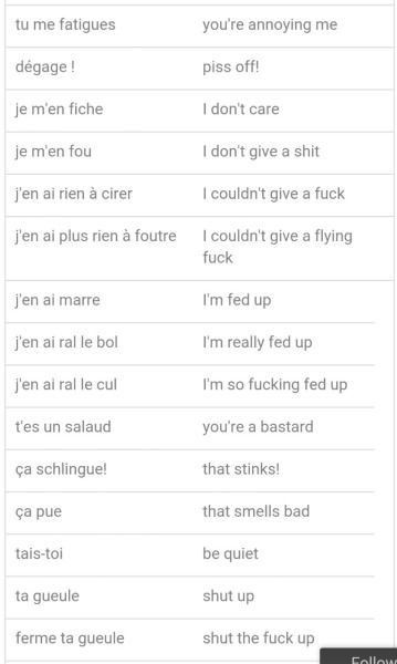 French Swear Words, French Notes, French Slang, Words In Different Languages, French Words Quotes, Studie Hacks, Useful French Phrases, French Flashcards, Basic French Words