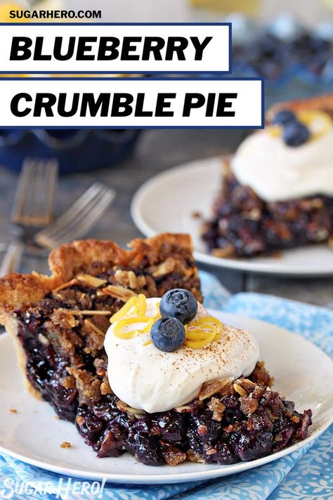 Blueberry Crumble Pie Blueberry Crumble Pie, Almond Crumble, Crumble Pie, Blueberry Desserts, Blueberry Crumble, Baking Recipes Cookies, Blueberry Pie, Summer Treats, Fresh Berries