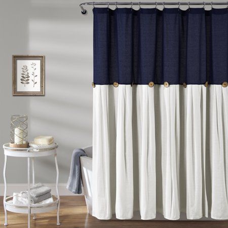 Navy Blue Shower Curtain, Trendy Shower Curtain, Navy Shower Curtain, Teen Bathrooms, Elegant Shower Curtains, Farmhouse Shower Curtain, Farmhouse Shower, Balkon Design, Blue Shower Curtains