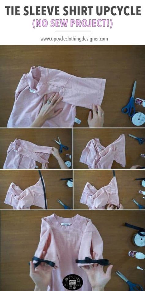 Long Sleeve Shirt Refashion, Diy Long Sleeve Shirt Refashion, Diy Long Sleeve Shirt, Diy Clothes Refashion No Sew, No Sew Refashion, Diy Clothes Easy, T Shirt Refashion, Clothes Upcycling, Diy Clothes Tutorial