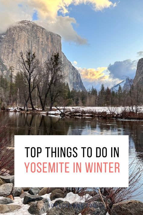 Heading to Yosemite in winter? Find out how to get there the easy way, what to do and where to stay. #yosemite #winter #california Yosemite Packing List Winter, Winter California, Yosemite Winter, Yosemite Trip, Merced River, Yosemite Falls, Magical Winter, Visit California, California National Parks