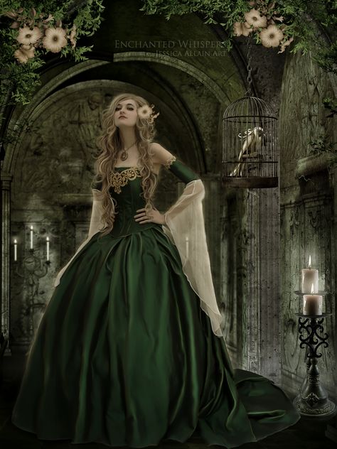 The Emerald Princess by LovesRedRose Era Victoria, Queen Aesthetic, Fantasy Princess, Fairytale Photography, Fantasy Dresses, Princess Aesthetic, Fantasy Costumes, Fantasy Dress, Fantasy Clothing