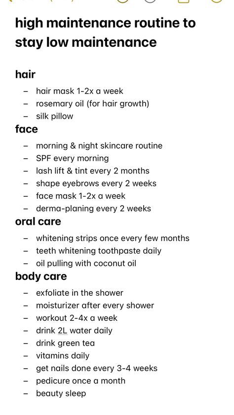 Habits For Healthy Hair, Self-care Routine Body Care, Feminine Maintenance Routine, Full Body Self Care Routine, Body Growth Tips, Self Maintenance Routine, Body Routine Skincare, Down There Care Tips, High Maintenance To Be Low Maintenance