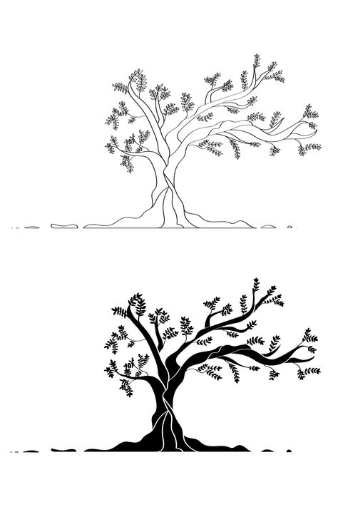 Olive Tree Simple Drawing, Olive Tree Silhouette, Olive Tree Line Art, Olive Tree Vector, Mediterranean Tattoo, Olive Tree Sketch, Olive Tree Illustration, Olive Tree Drawing, Olive Tree Art