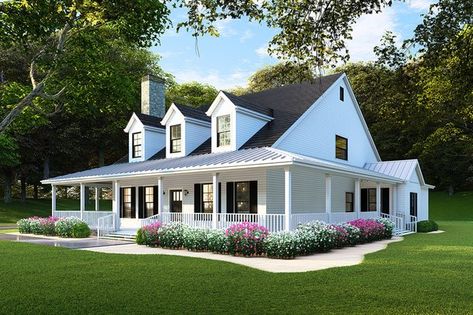 Contemporary Style House Plan - 4 Beds 2 Baths 1500 Sq/Ft Plan #3-272 - Houseplans.com Country Farmhouse Plans, Southern House Plan, Southern House, Southern House Plans, Farmhouse Style House Plans, House Plans And More, Country Style House Plans, Beaver Creek, Country House Plan