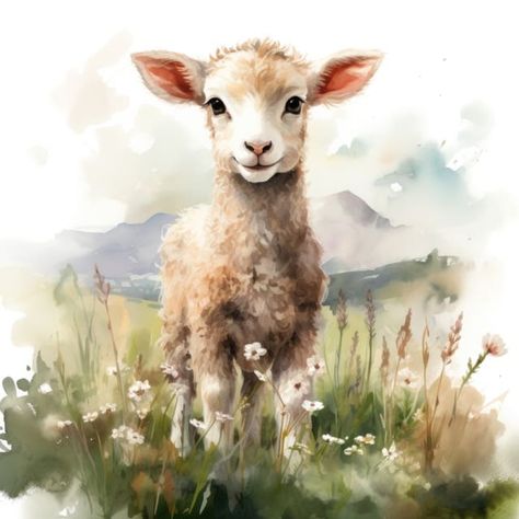 The Spring Lamb Clipart Collection - Hello Brazen Lamb Clipart, Lamb Pictures, Cute Lamb, Baby Sheep, Baby Lamb, Cute Animal Clipart, Watercolor Stickers, Arte Animal, Passover