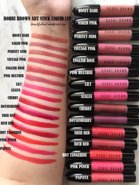 bobbi-brown-art-stick-liquid-lip-9 Bobbi Brown Lipstick Swatches, Bobbi Brown Art Stick, Makeup Types, Bobbi Brown Lipstick, Warrior Paint, Bobbie Brown, Lip Colours, Lip Shades, Lipstick For Fair Skin