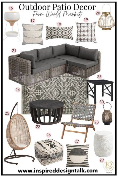 Charcoal Patio Furniture, Grey Patio Furniture Decor Ideas, Outdoor Sectional Decor Patio Ideas, Grey Outdoor Furniture Decor, Gray Patio Furniture Decor Ideas, Black Balcony Decor, Gray Patio Furniture Decor, Grey Patio Furniture Decor, Grey Patio Furniture