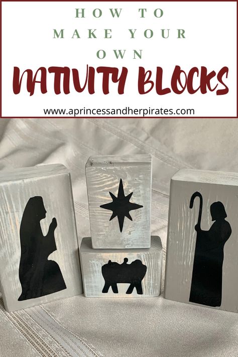 DIY Nativity Blocks are an easy, festive way to get your whole family involved in Christmas decor. This project is perfect for kids and gifting! Nativity Wood Blocks, Nativity Cricut Projects, Wood Block Nativity Diy, Wooden Block Nativity Set Diy, Nativity Blocks, Nativity Crafts For Adults, Wood Nativity, Diy Manger Nativity, Wood Nativity Diy