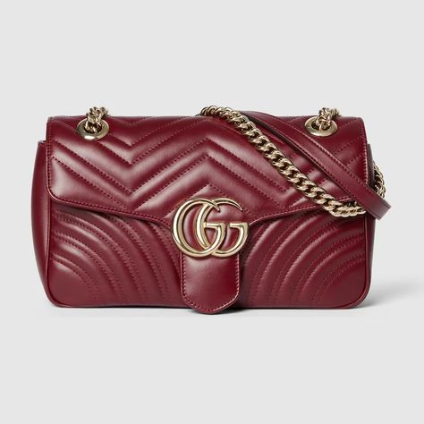 GG Marmont small shoulder bag in Gucci Rosso Ancora | GUCCI® UK Gg Marmont Small Shoulder Bag, Gucci Gg Marmont Small, Gucci Marmont, Group Gifts, Gucci Gg Marmont, Gg Marmont, Gift Exchange, Small Shoulder Bag, Chain Bags