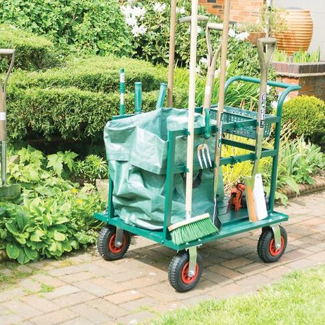 Garden Tool Rack, Garden Tool Organization, Garden Cart, Tool Cart, Garden Power Tools, Tool Rack, Garden Tool Storage, Compost Bags, Garden Equipment