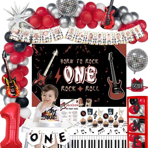 PRICES MAY VARY. 🎵 ROCK AND ROLL👅 - If the birthday person is a rock music obsession, pick me! Because this wild “one rocks 1st birthday” decorations kit is for a little musician! Our decorations are full of awesome rock and roll details that definitely create an exciting vibe! All the guests will cheer like fans. Are you ready to rock? 🎸 ONE ROCKS 1ST BIRTHDAY DECORATIONS INCLUDES - 65 x 12’’ latex balloons | 29 x 5’’ latex balloons | 6 x foil balloons | 1 x backdrop | 2 x banners | 1 x tabl Backdrop Balloon Garland, Born To Rock, Backdrop Balloon, Music Obsession, Music Themed Parties, Balloon Box, First Birthday Party Decorations, 1st Birthday Themes, 1st Birthday Decorations