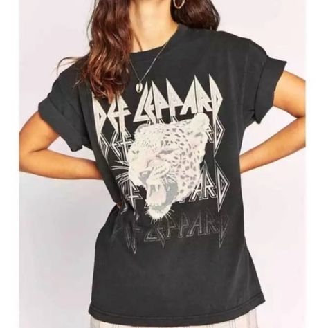 Tops | Def Leppard Rock Music Graphic Tee Tshirt Top | Poshmark Band Tee Shirts, Rock Band Tees, Western Aztec, Denim Tank, Coachella Festival, Def Leppard, Bohemian Hippie, Tour T Shirts, Rock Band